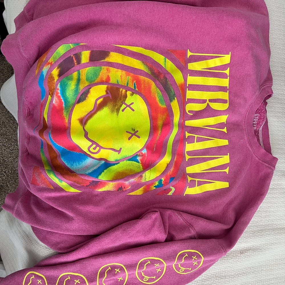 Urban Outfitters Pink Nirvana Graphic Sweatshirt